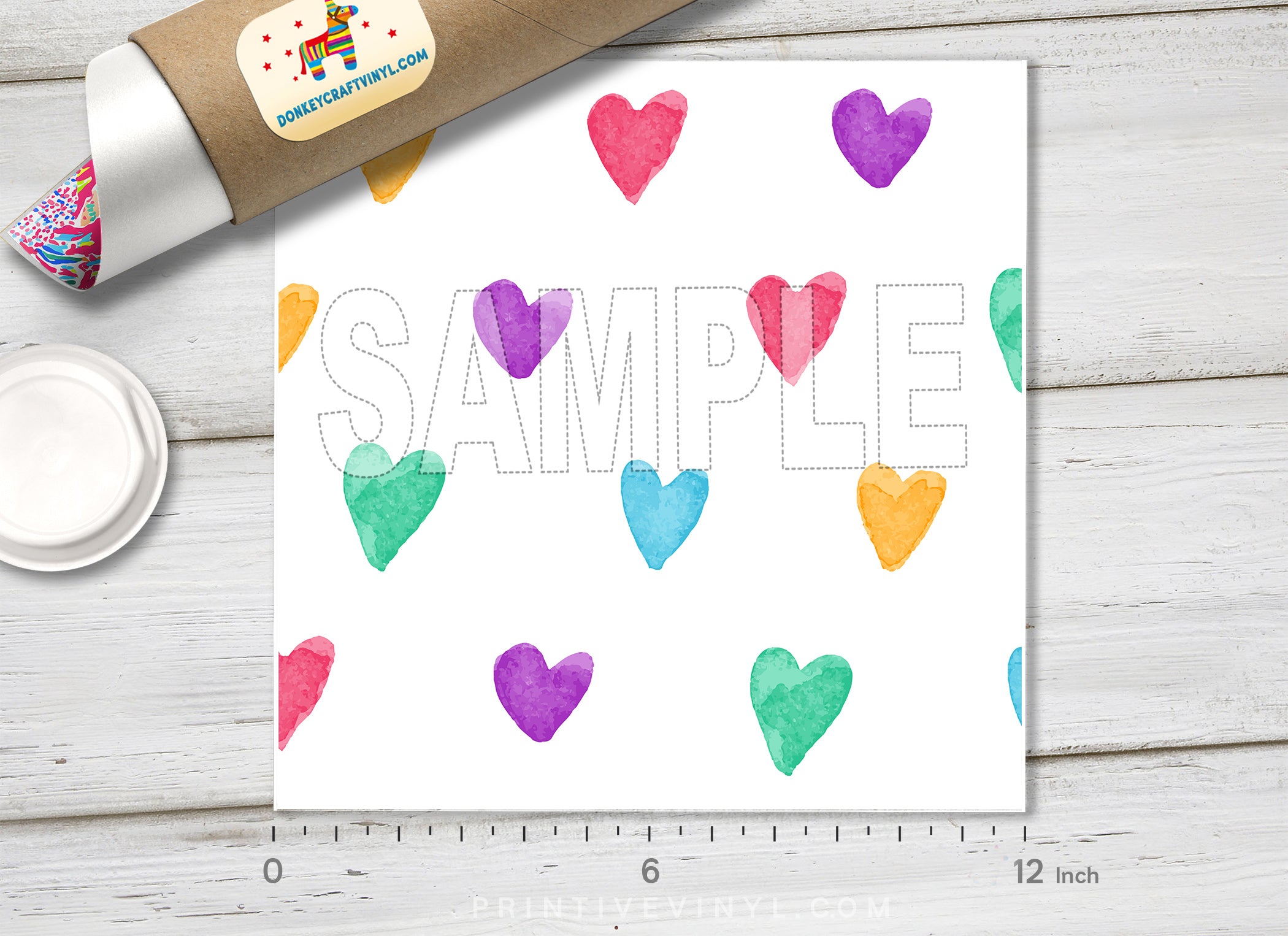 Watercolor Love Heart Patterned HTV 1156