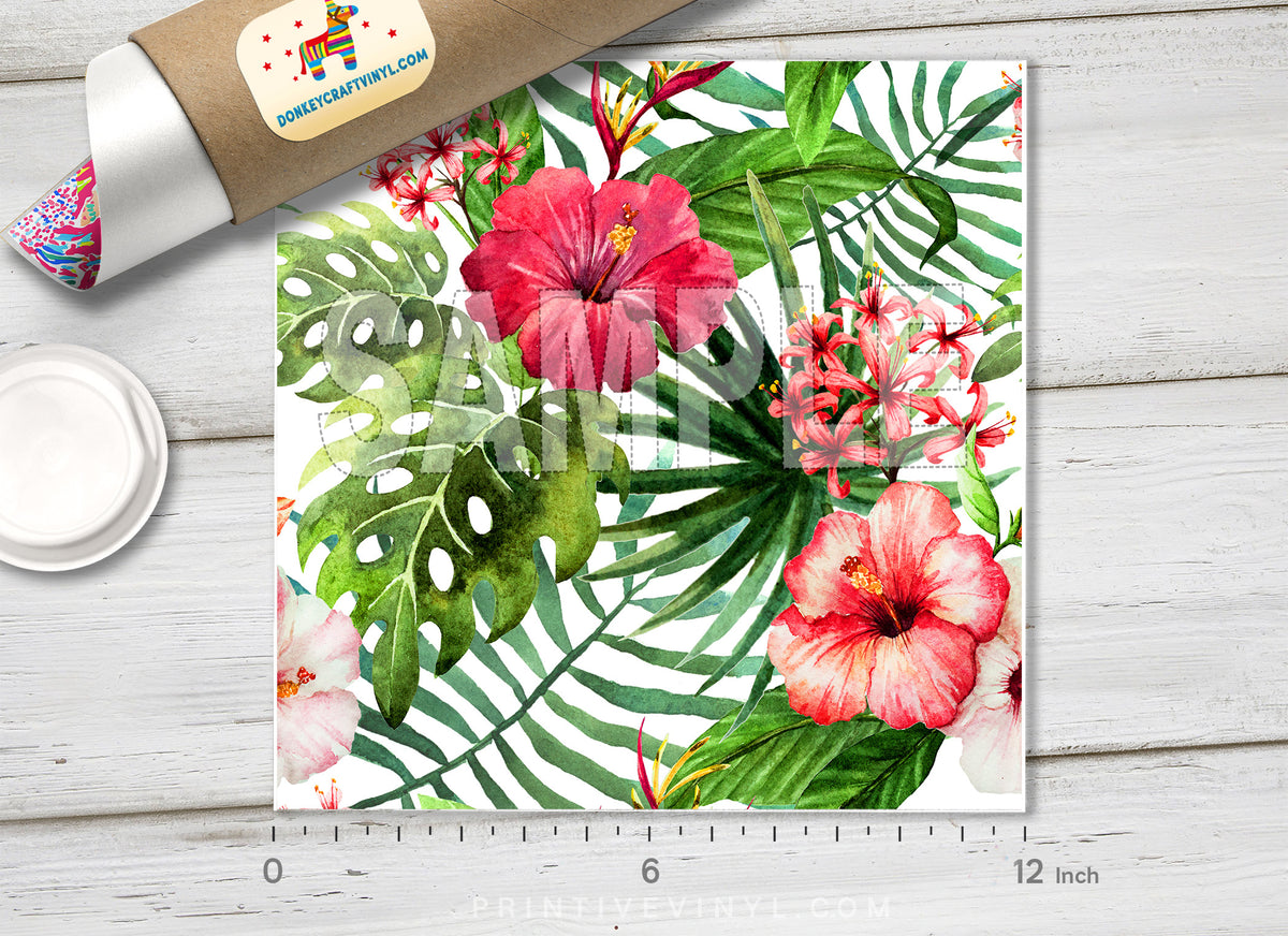 Tropical Hawaii Hibiscus Patterned HTV 678