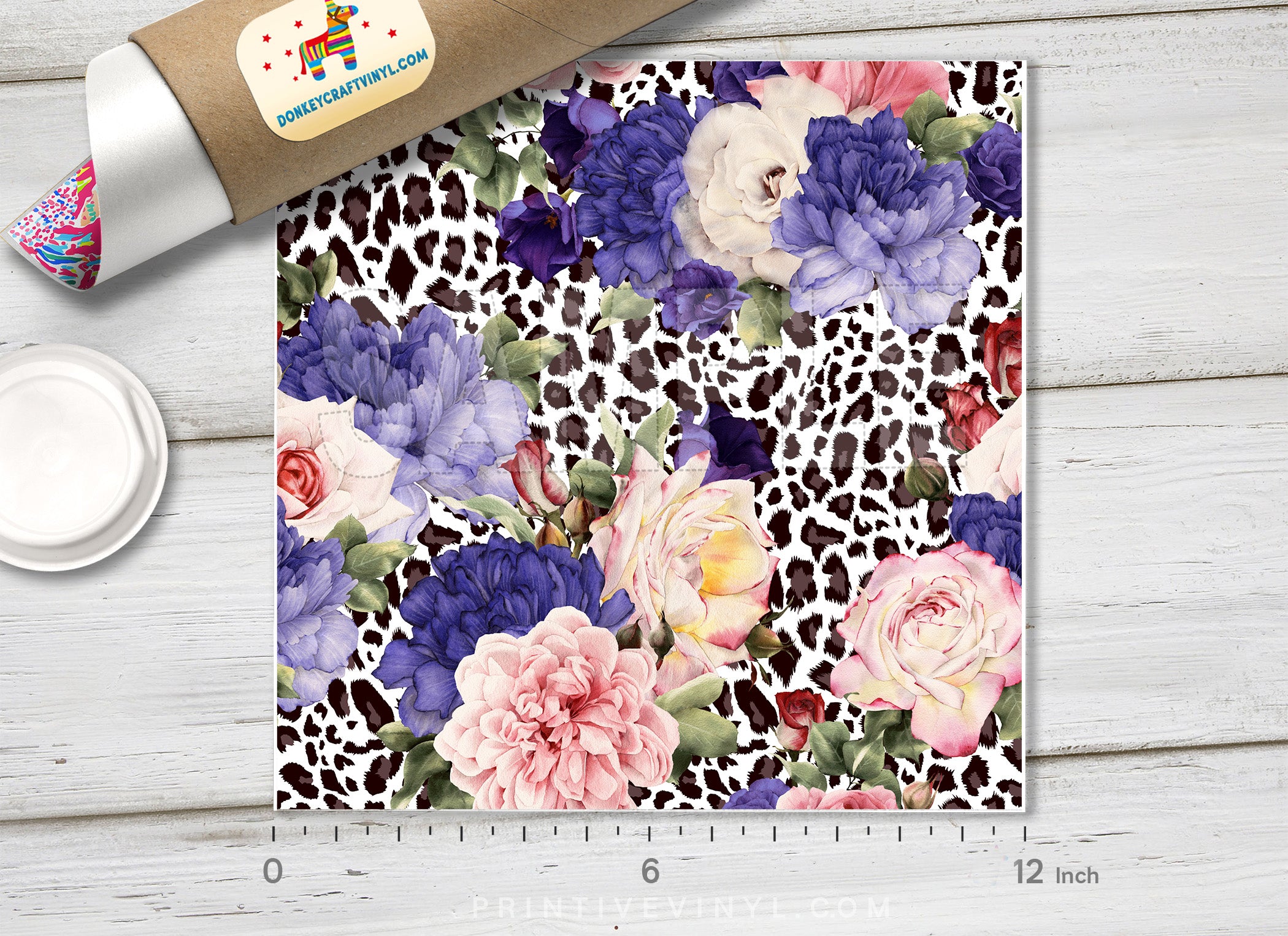 Flower and Leopard Patterned HTV-539