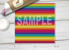 Rainbow Serape Knitted Blanket Patterned HTV- 926