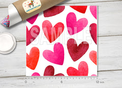 Watercolor Heart Sequin  Patterned HTV 1086