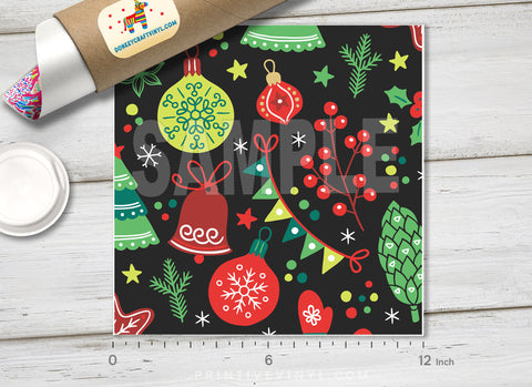 Christmas Holiday Pattern Printed Vinyl/ Indoor Vinyl/ Outdoor Vinyl/ Heat Transfer Vinyl-601