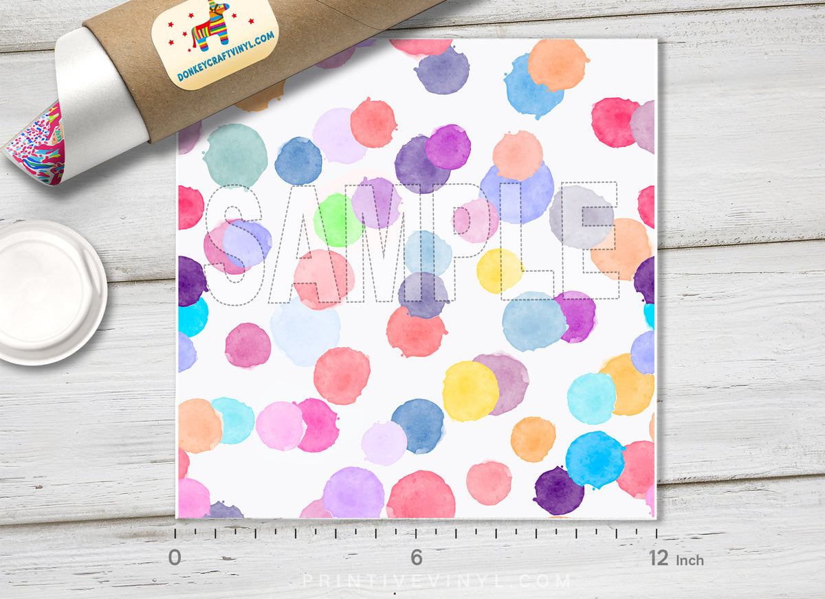 Pastel Watercolor Dots  Patterned HTV 1443