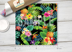 Tropical pineapples palm leaves Patterned HTV 656