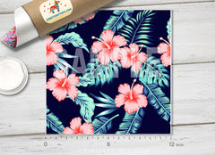 Tropical Pink Hibiscus Flowers Patterned HTV- 913