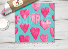 Hotpink Watercolor Hearts Patterned HTV  166