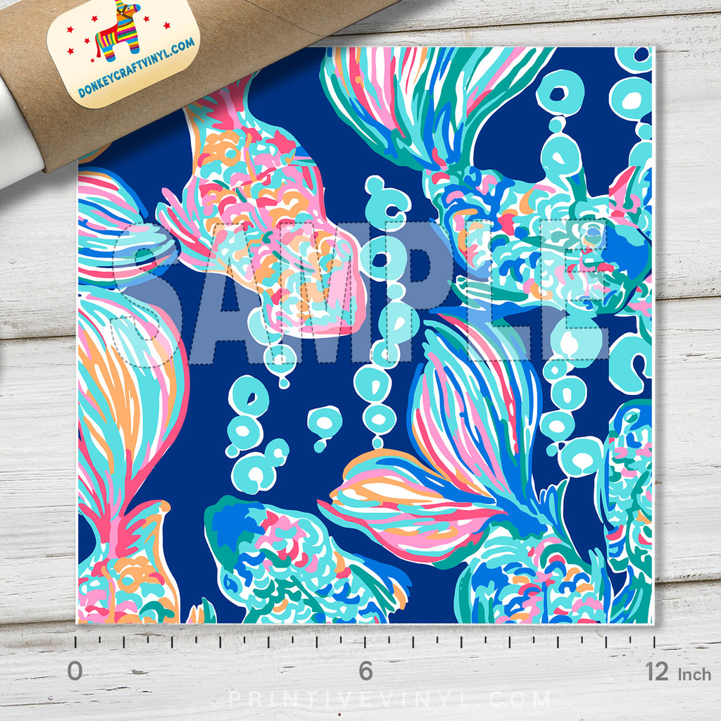 Aquarium Fish Pattern Printed Vinyl, Siser Pattern HTV, Craft Vinyl ...