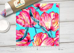 Watercolor crimson and scarlet tulips Printed HTV-560