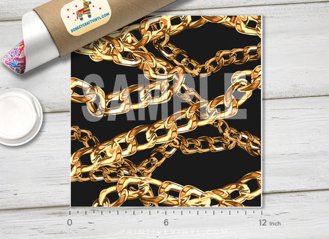 Gold Chain Pattern Printed HTV-824