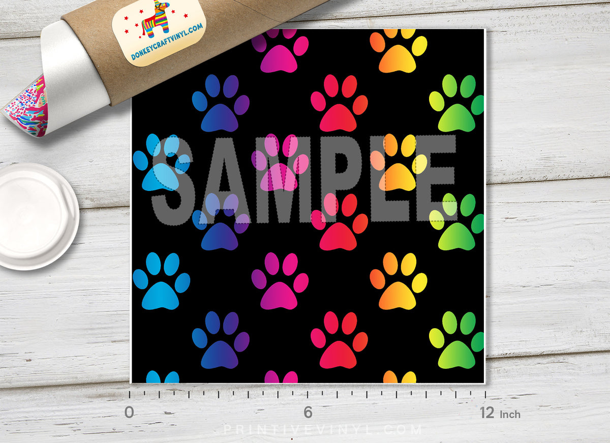 Rainbow Paw Patterned HTV 1392