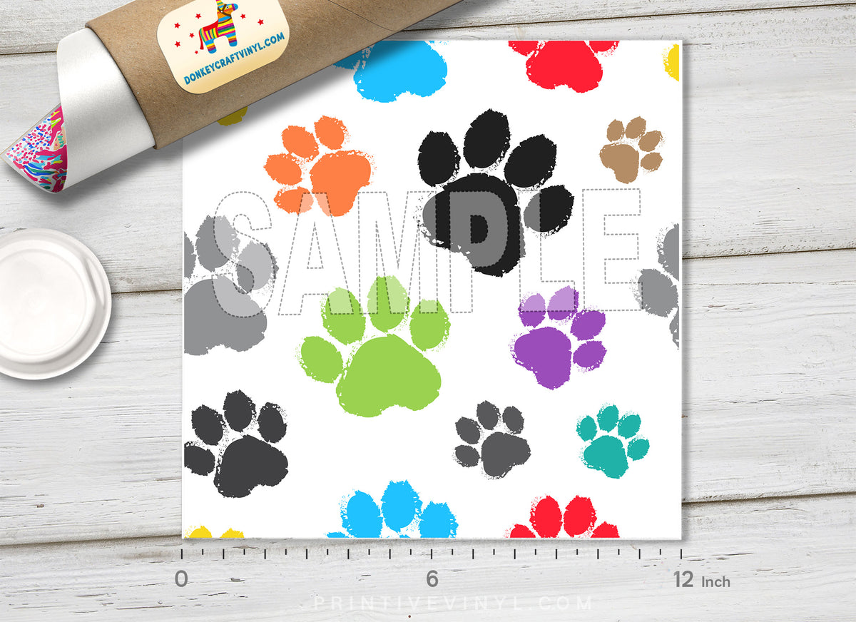 Colorful Paw Patterned HTV 1047