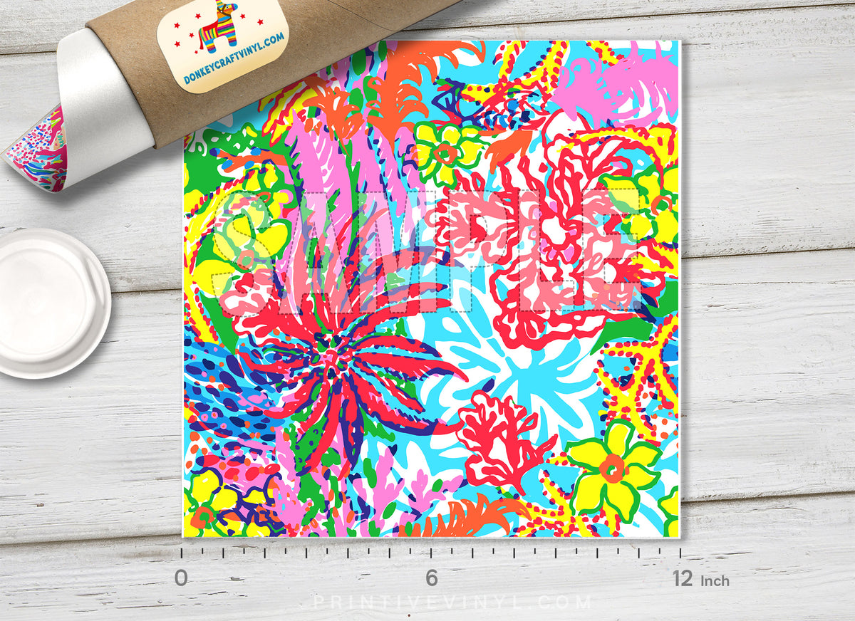 Flower in pond Patterned HTV L042