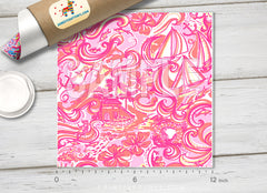 Lilly P Inspired Pink sail to bermuda Printed HTV-L075