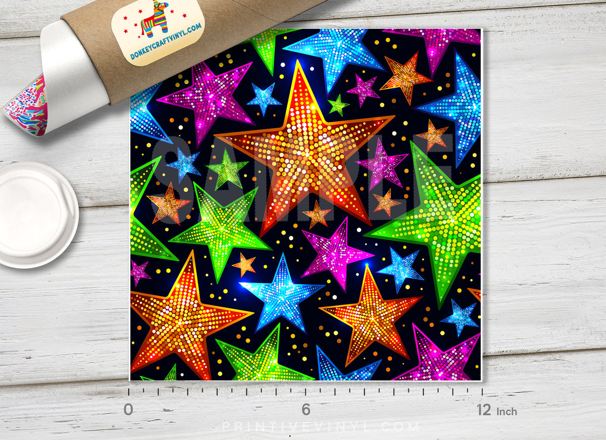 Shiny sparkles and sequins Stars Patterned HTV 406