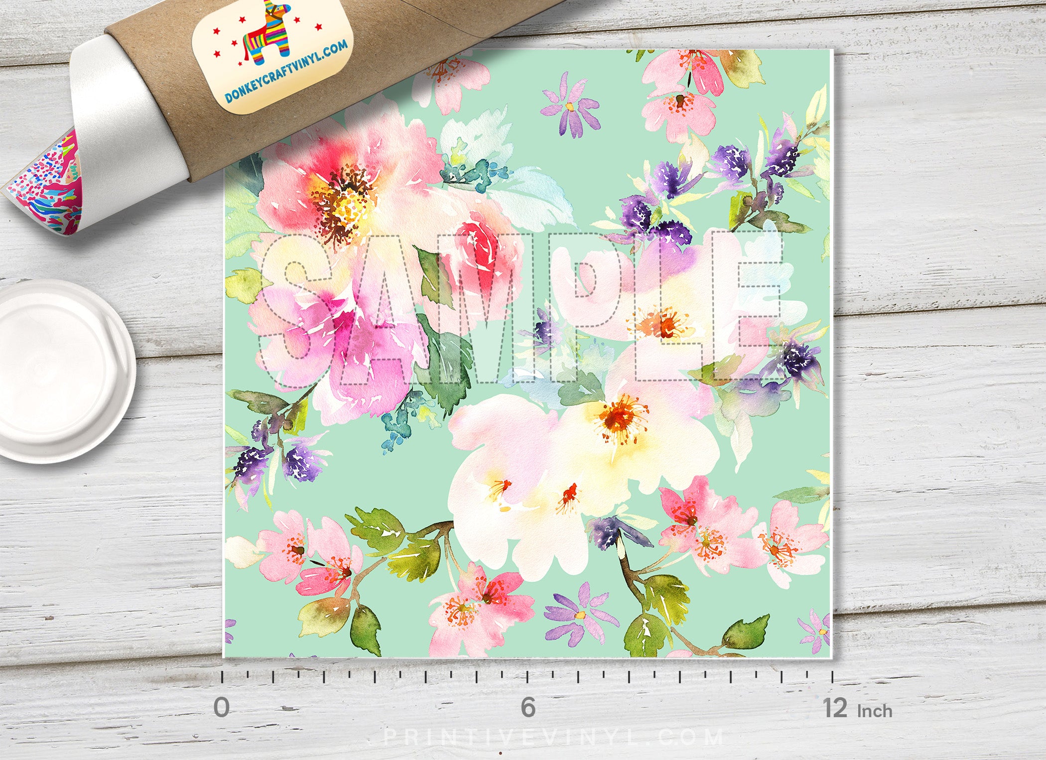 Watercolor Flowers Patterned HTV 617