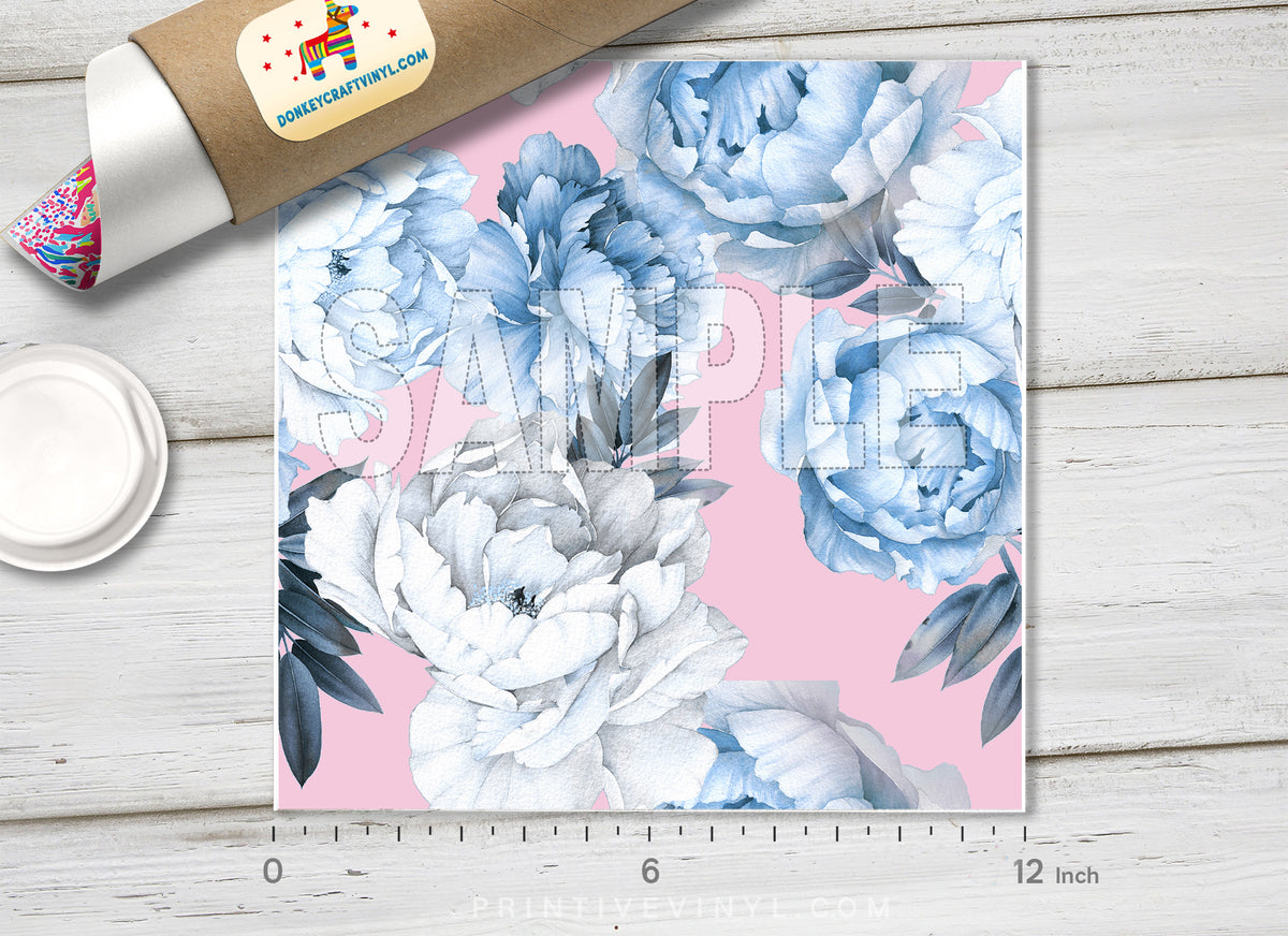 Peonies Flowers Patterned HTV 1492