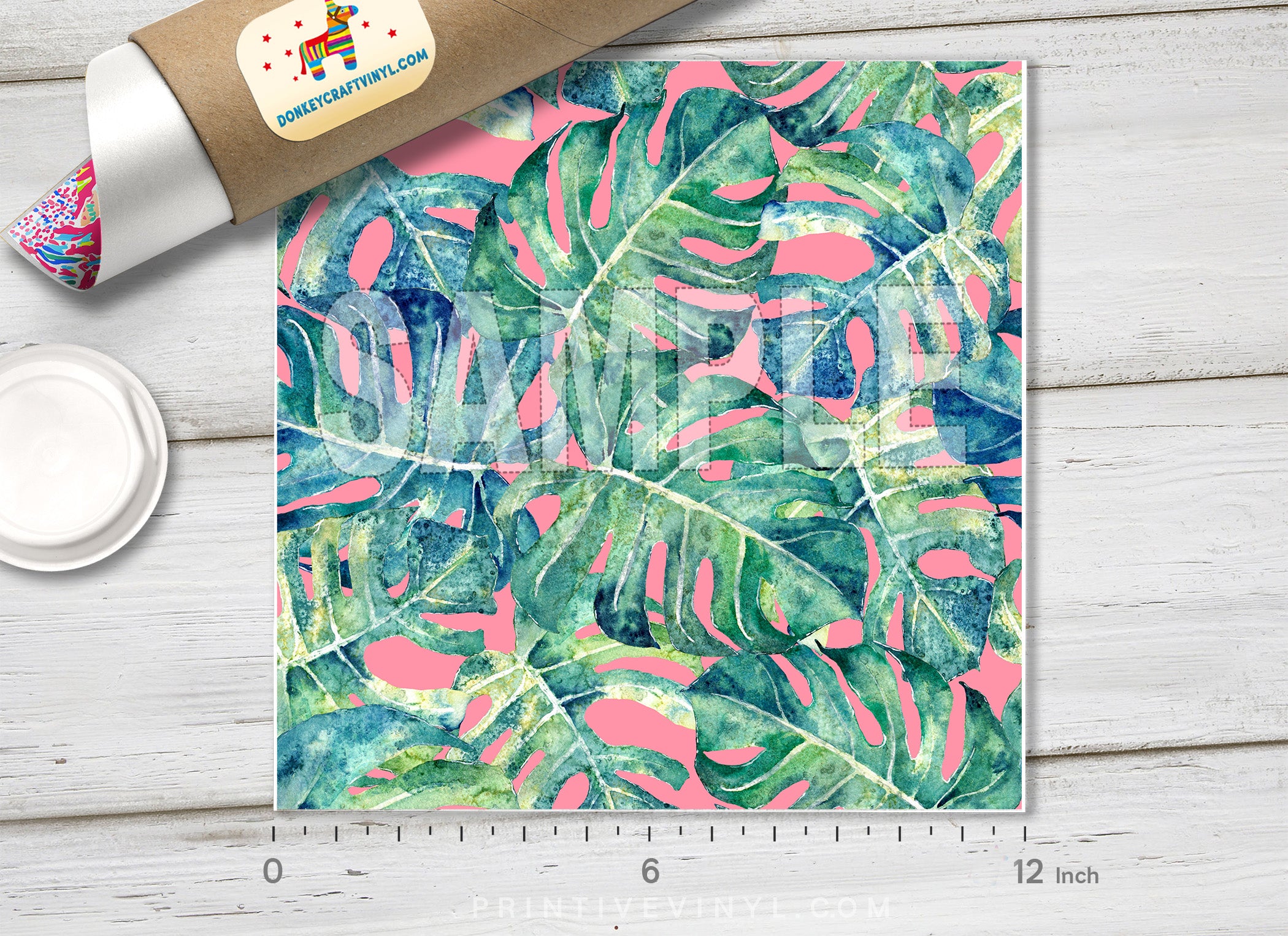 Watercolor monstera Printed Vinyl/ Indoor Vinyl/ Outdoor Vinyl/ Heat Transfer Vinyl-349 - Printive Vinyl | Patterned Vinyl