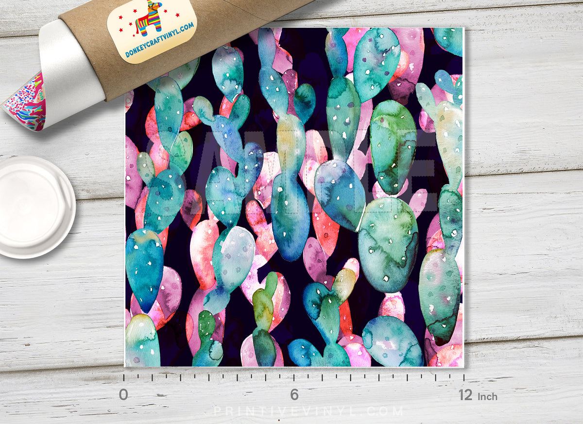 Watercolor Cactus Patterned HTV 507