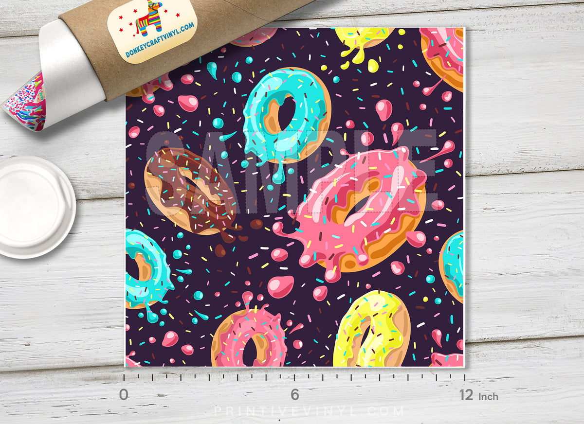Donut glaze and sprinkles Printed Heat Transfer Vinyl-531