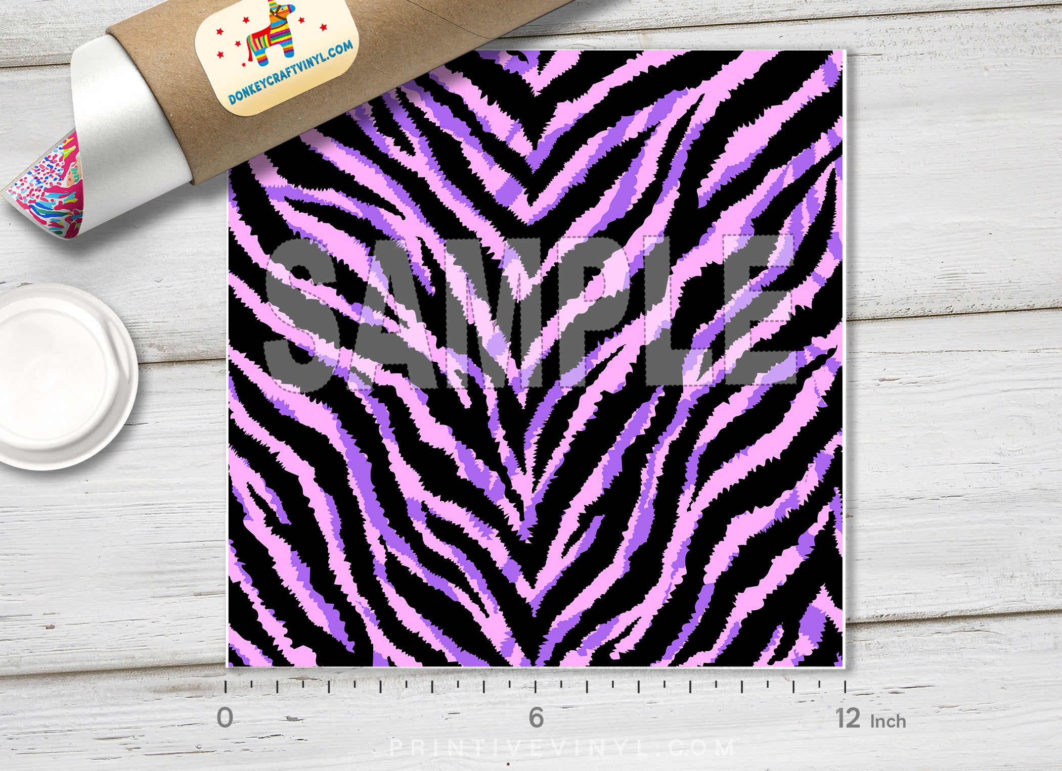 Purple Black stripes Zebra Print Printed Vinyl/ Indoor / Outdoor/ Heat Transfer Vinyl-821 - Printive Vinyl | Patterned Vinyl