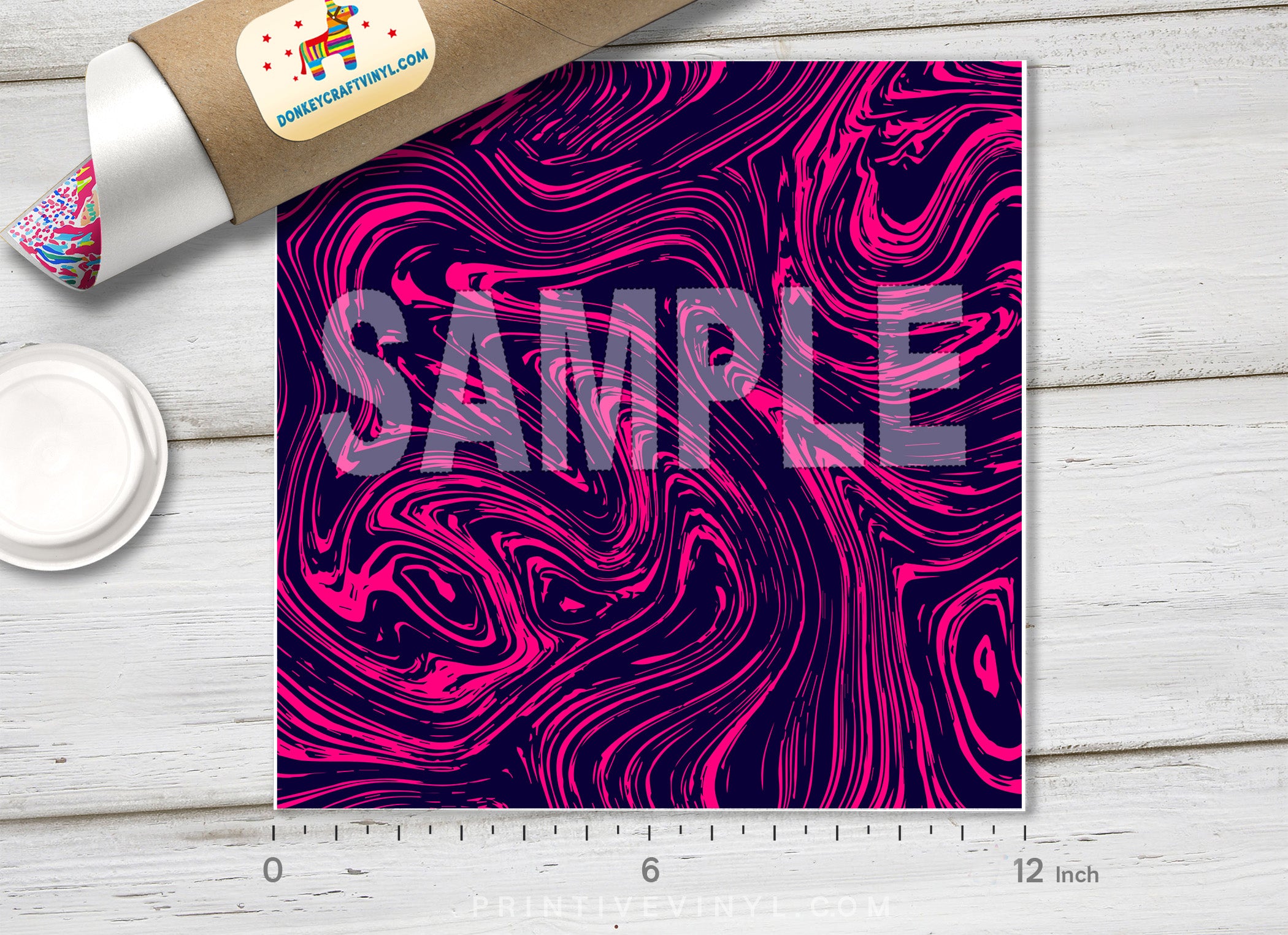 Fuchsia Abstract Marble Patterned HTV  676