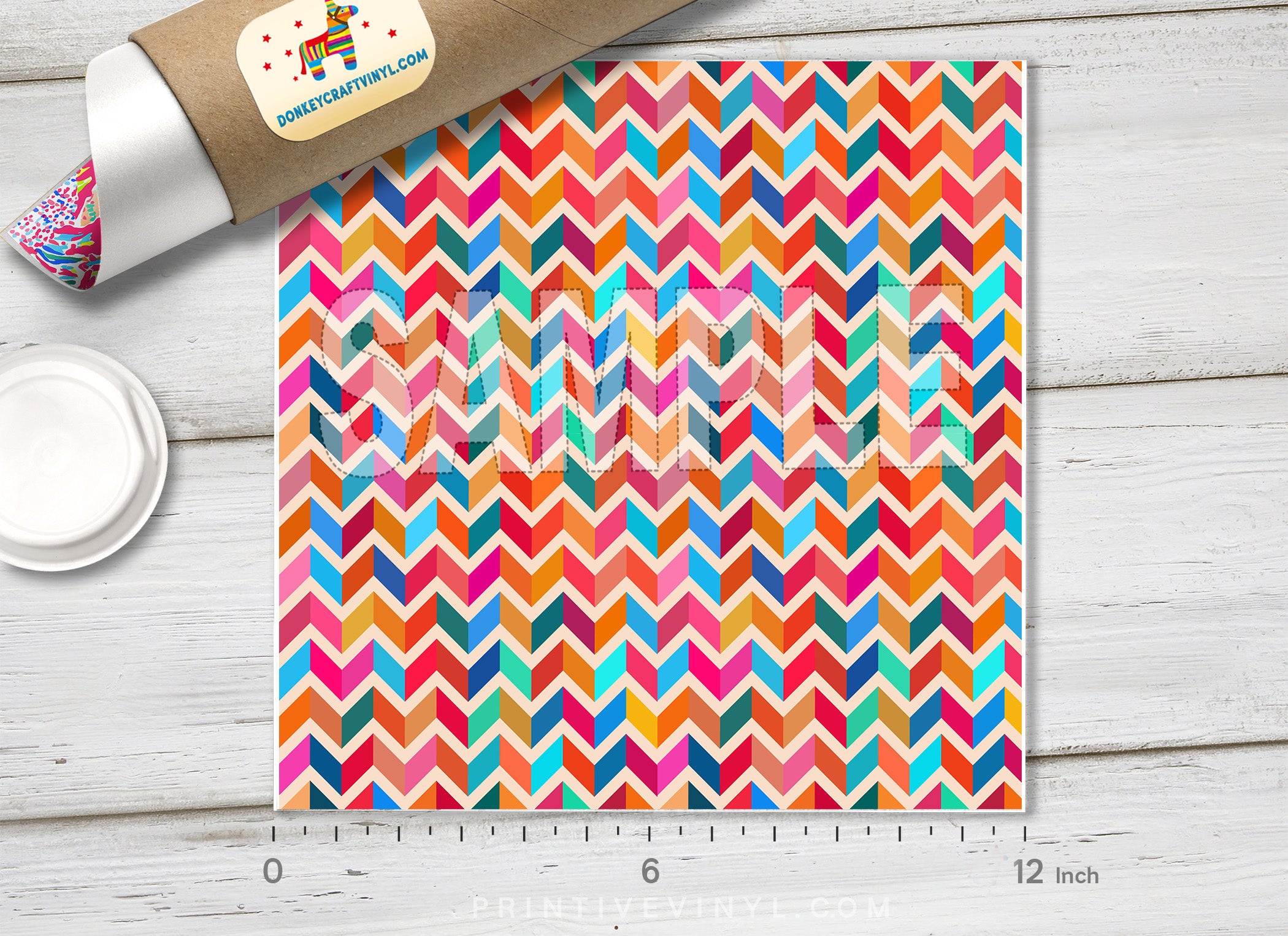 Colorful Chevron Patterned Adhesive Vinyl 232