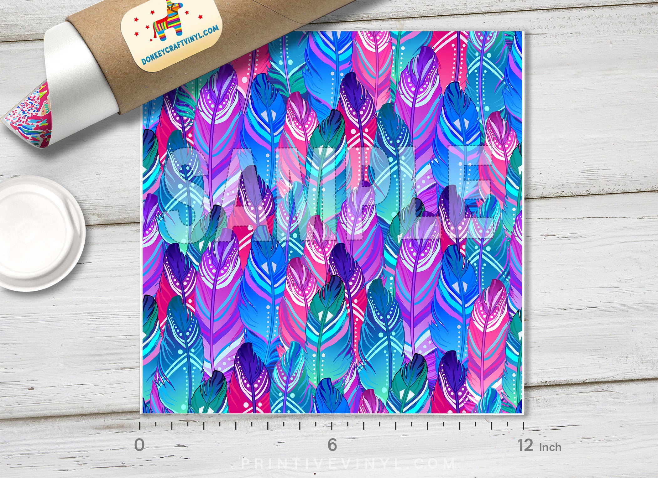 Feather Flower Patterned Adhesive Vinyl 296