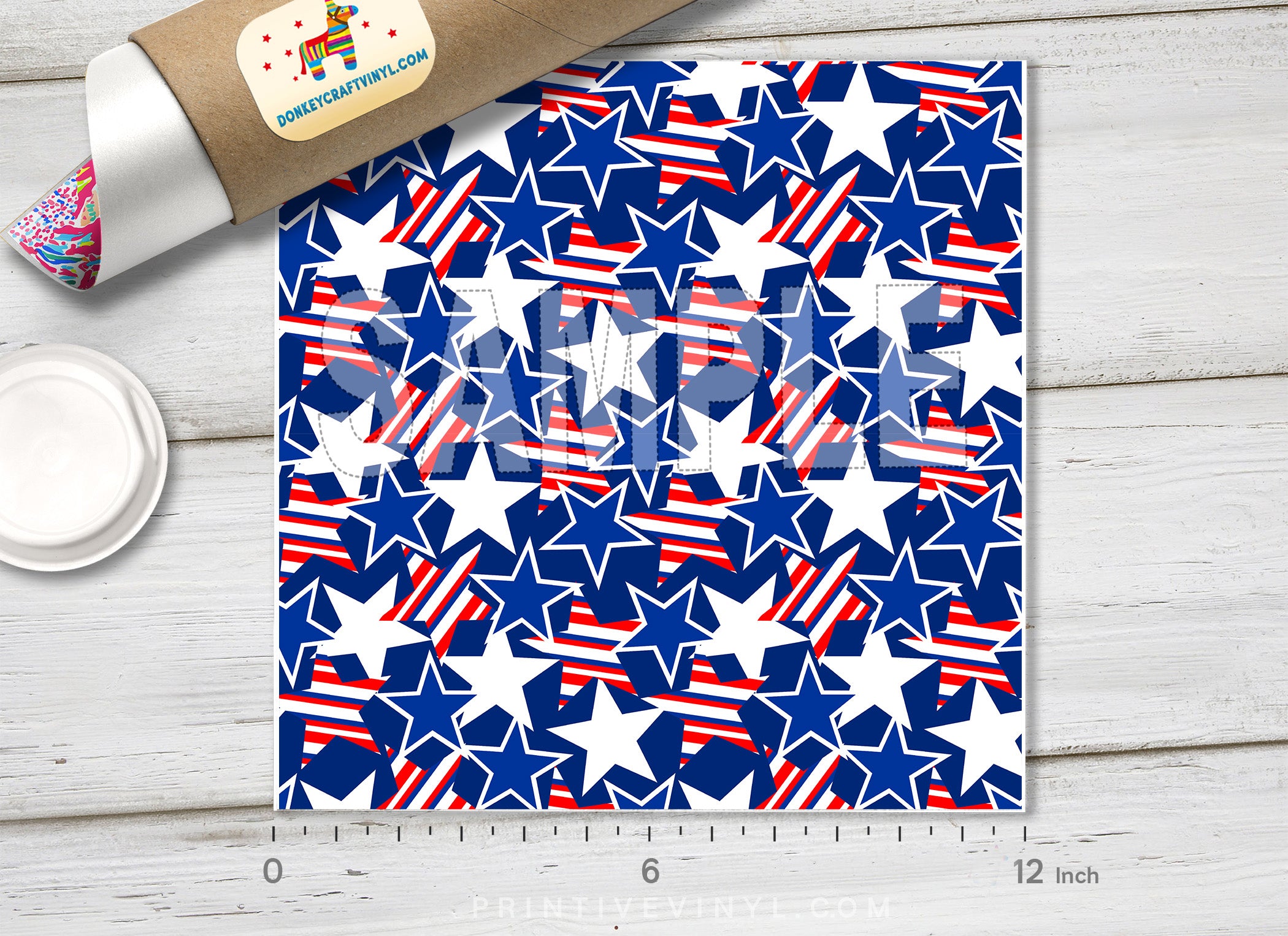 American flag Stars Patterned Adhesive Vinyl 027