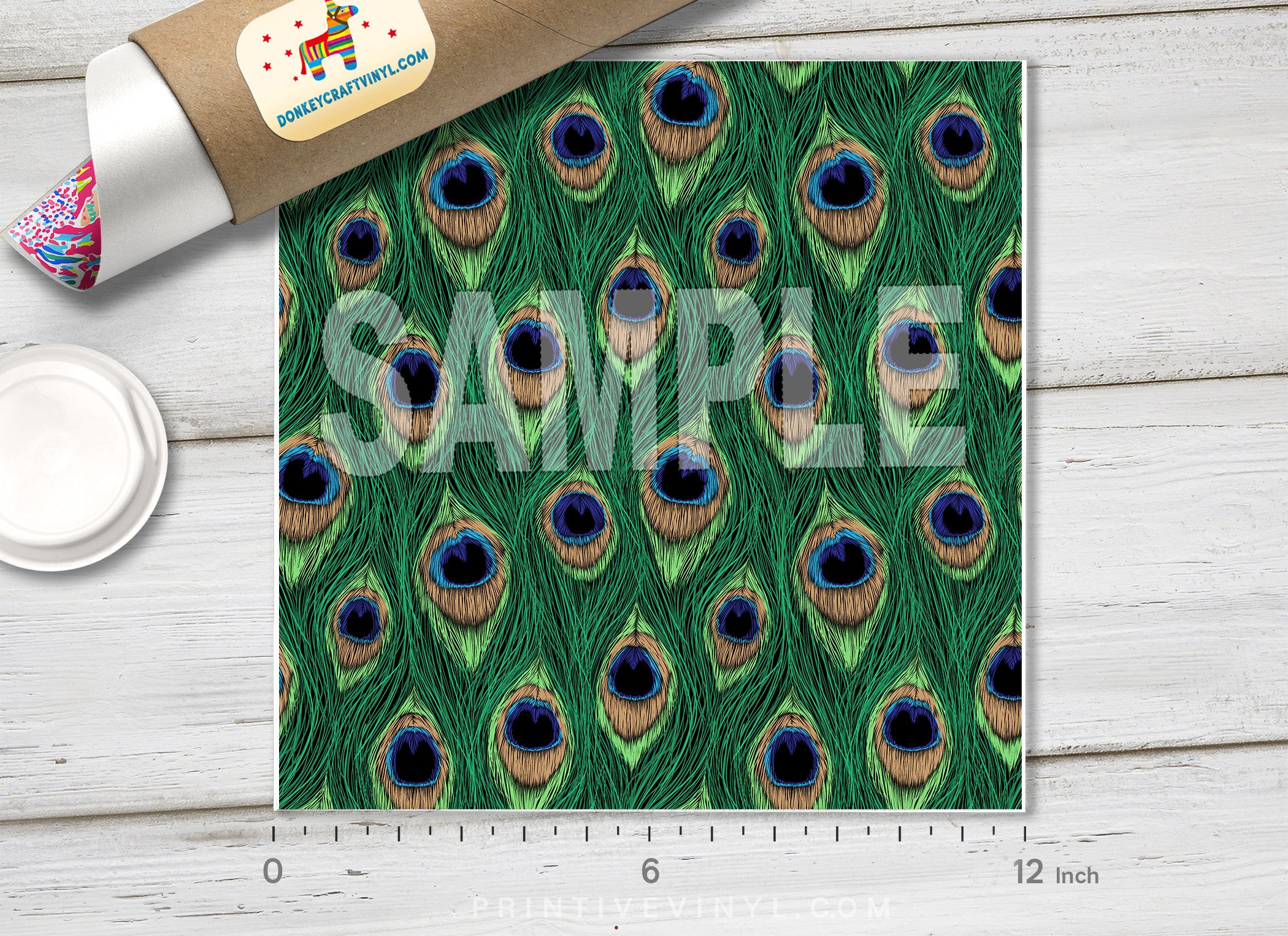 Peacock Feathers Patterned Adhesive Vinyl 036
