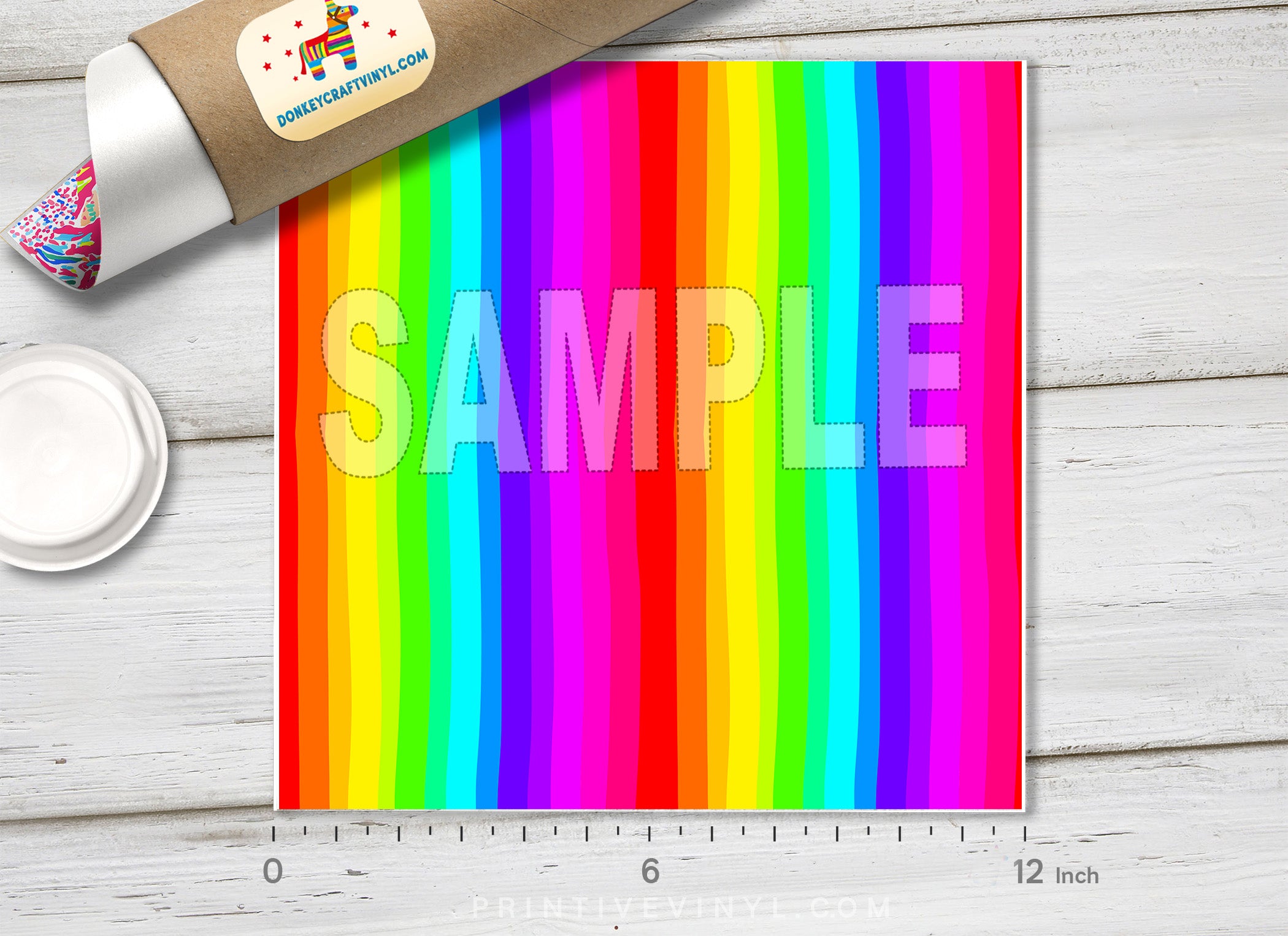 Rainbow Stripe Patterned Adhesive Vinyl 079