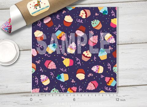 Birthday Cupcakes Patterned HTV 698