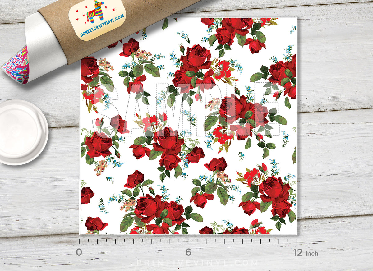 Rose Flower Patterned Adhesive Vinyl 294