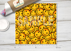 Smile Face Emoji  Patterned HTV 033