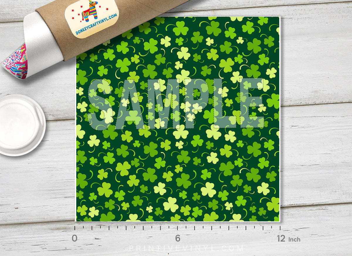 Saint patrick day clover Printed Vinyl/ Indoor Vinyl/ Outdoor Vinyl/ Heat Transfer Vinyl-340 - Printive Vinyl | Patterned Vinyl