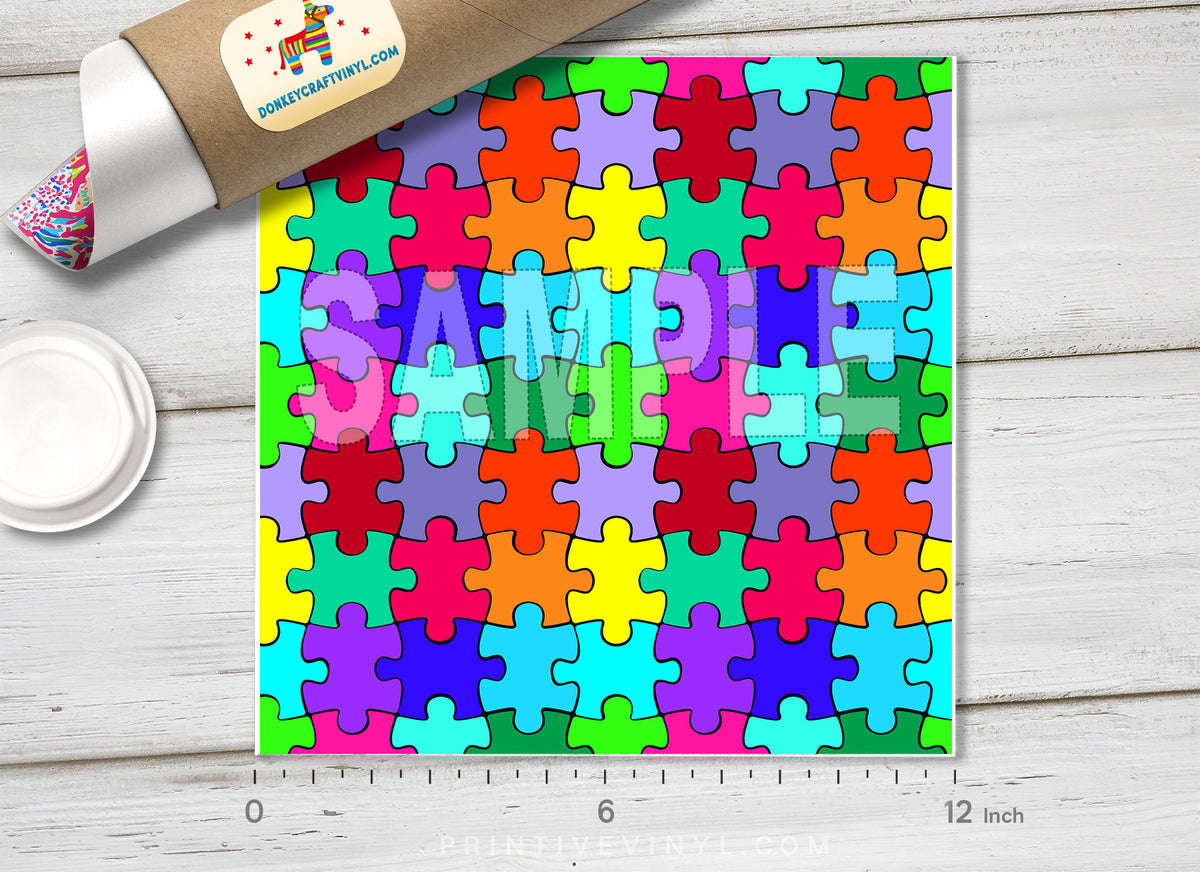 Autism Awareness puzzle Printed HTV- 780
