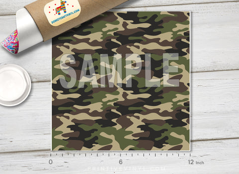 Green Military Camouflage Patterned HTV 046