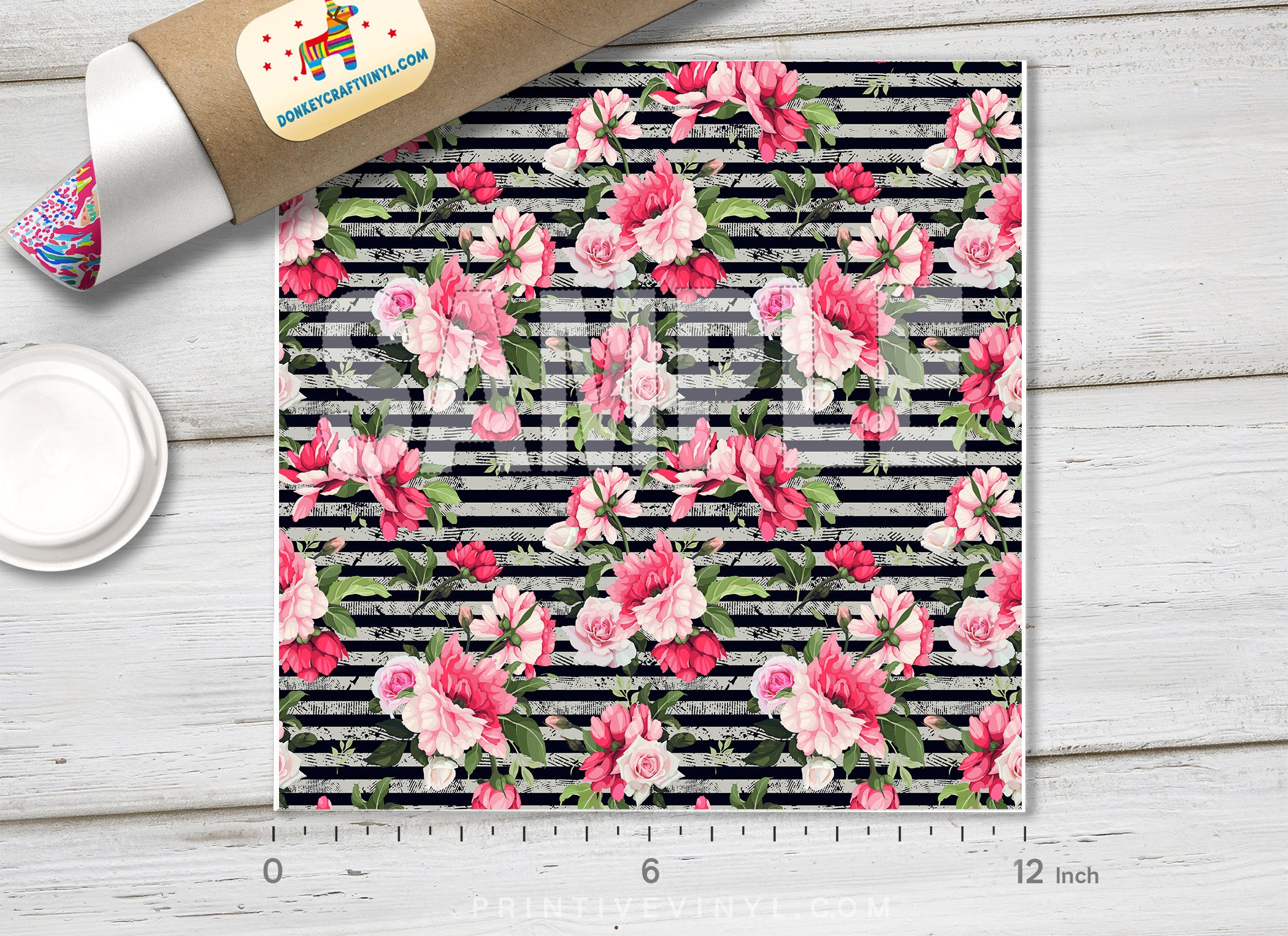 Flowers and stripes Patterned HTV  699
