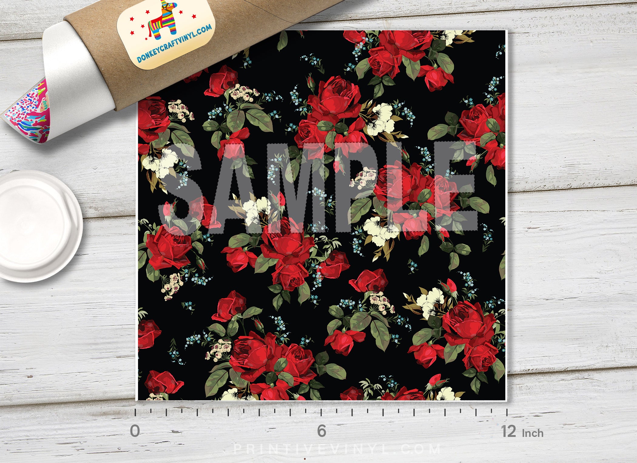 Rose Flower Patterned Adhesive Vinyl 292