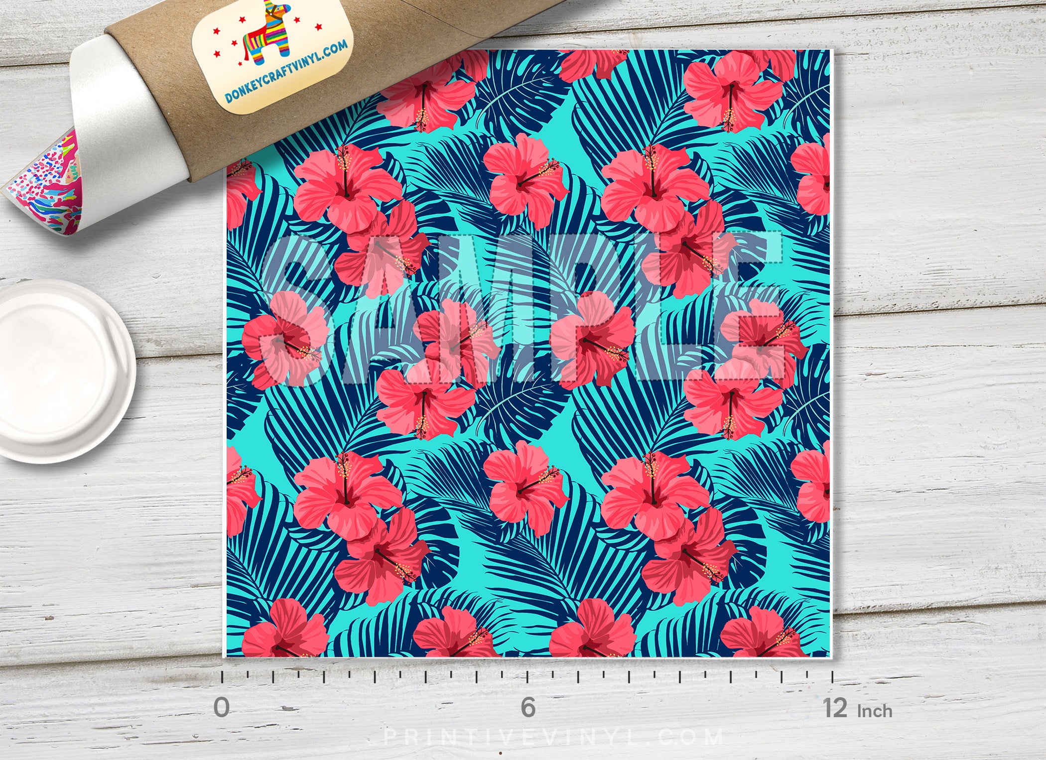 Tropical Flower Patterned Adhesive Vinyl 098