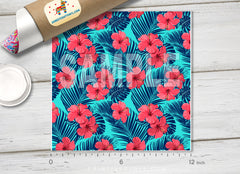 Tropical flowers and palm leaves Patterned HTV 098