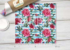 Watercolor Pink peonies Patterned HTV 108