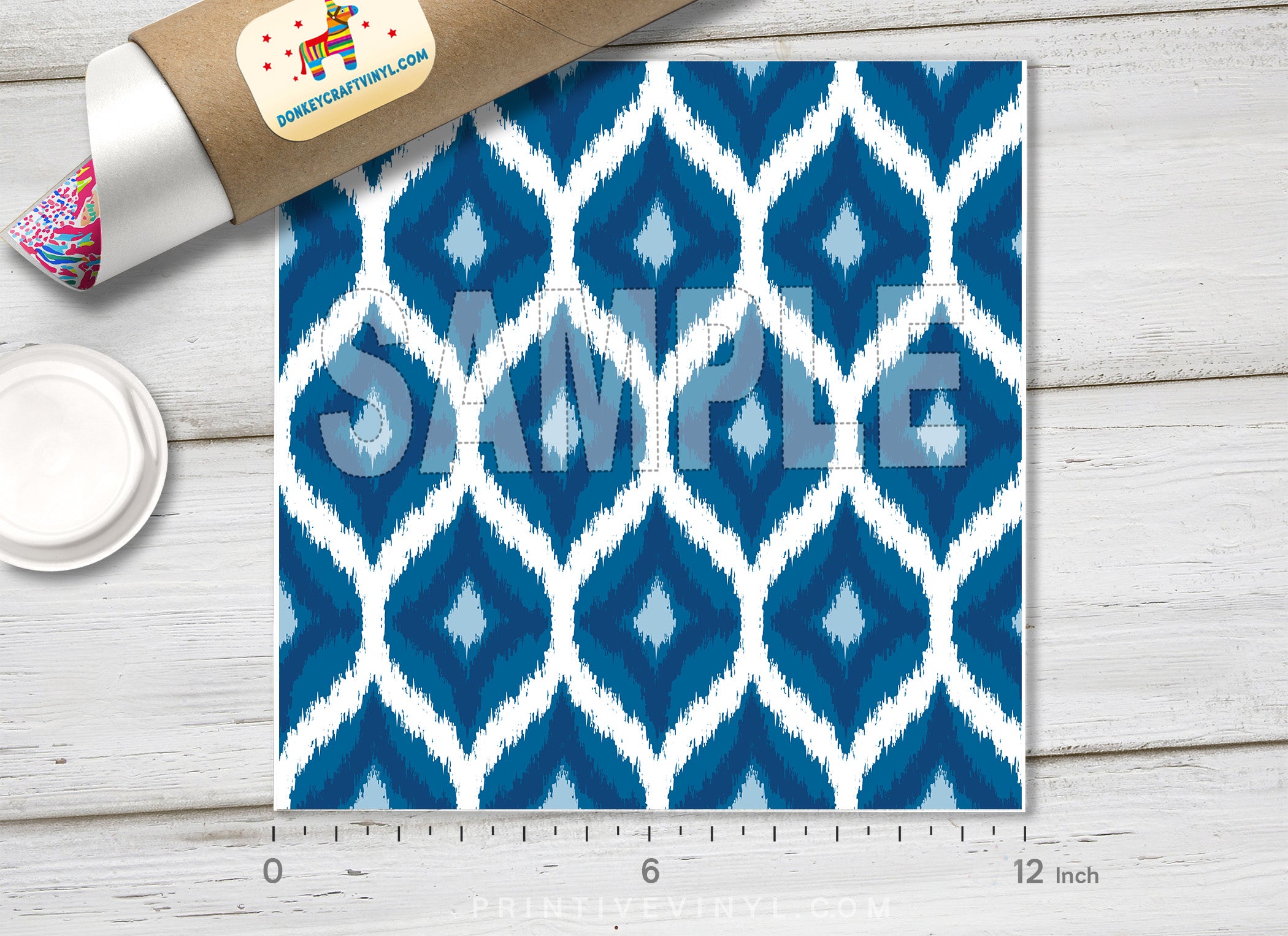 Blue Ikat Patterned HTV 239