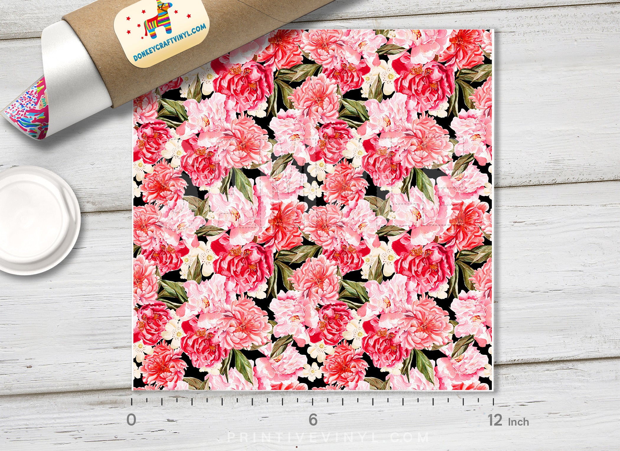 Peony Flowers Patterned Adhesive Vinyl 407