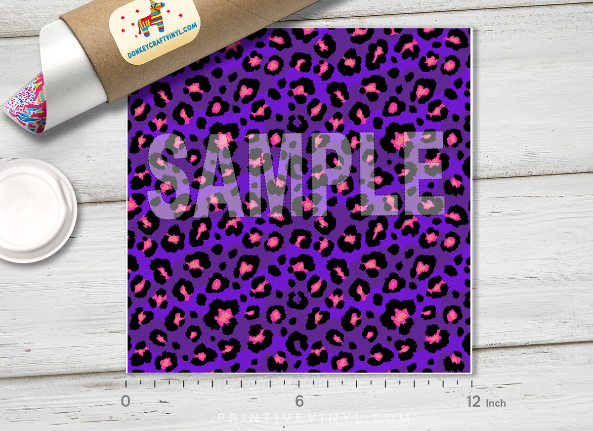 Purple  Leopard pattern Printed HTV-852 - Donkey Craft Vinyl