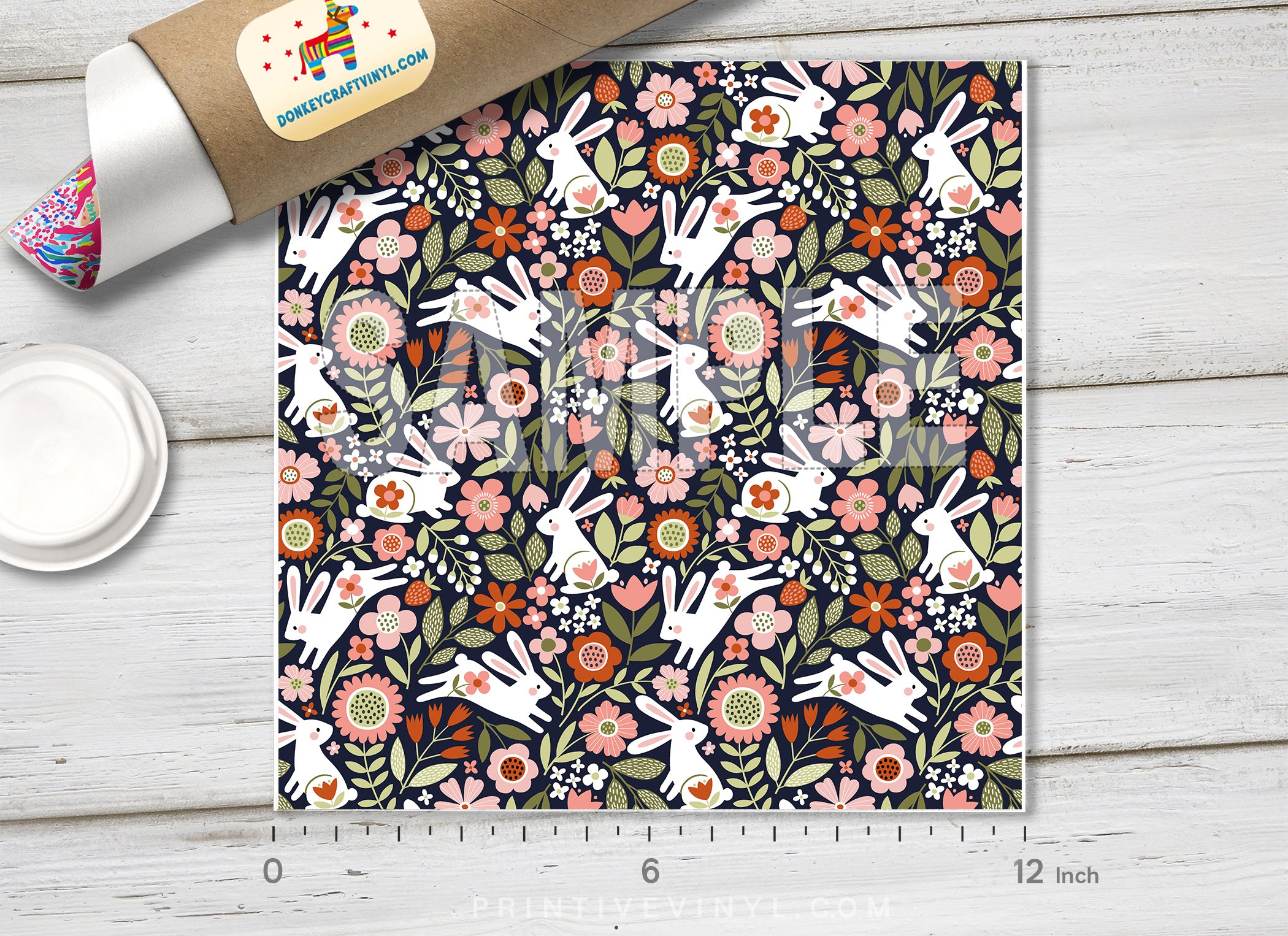 Cute Rabbits Patterned HTV 1396