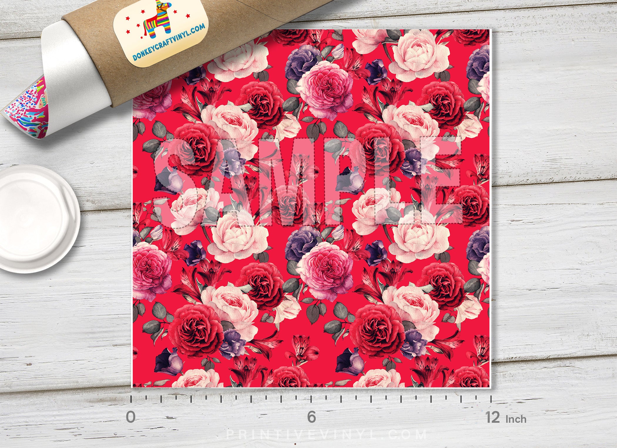 Watercolor Floral Roses Patterned HTV 550