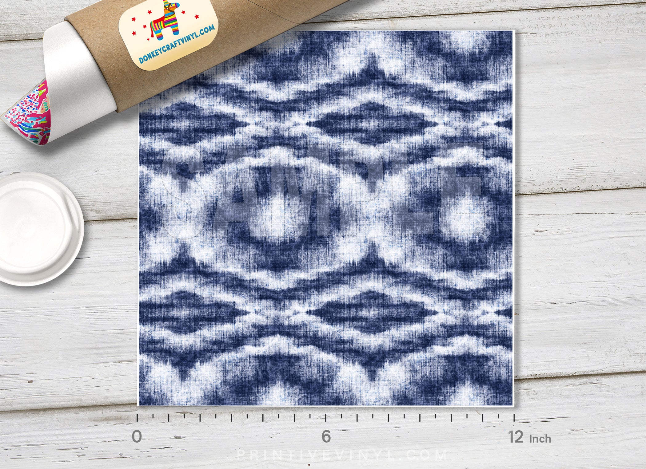 Abstract indigo Tie Dye  Patterned HTV 278
