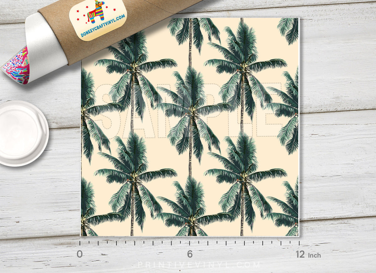 Tropical Palm Trees Pattern Printed Vinyl/ Indoor/ Outdoor / Heat Transfer Vinyl-436 - Printive Vinyl | Patterned Vinyl