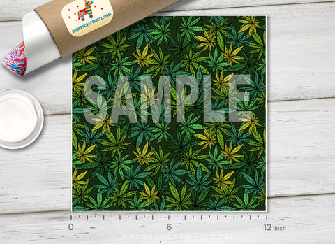 Marijuana Cannabis Leafs Printed HTV- 772