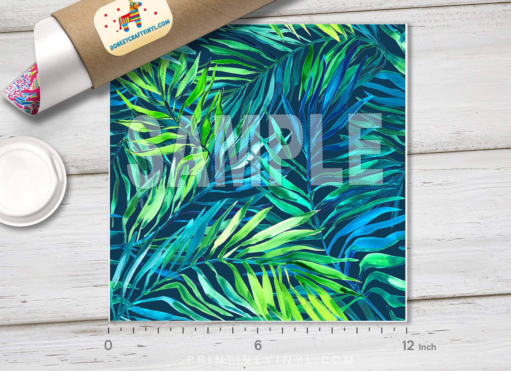 Areca palm leaf, Jungle leaves Pattern printed Vinyl/ Indoor/ Outdoor/ Heat Transfer Vinyl-398 - Printive Vinyl | Patterned Vinyl
